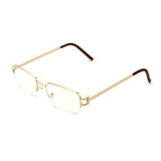 V.W.E. Rectangular Frame Clear Lens Designer Half Rim Eye Glasses Gold