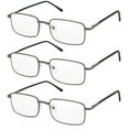 thumbnail image 1 of V.W.E. Rectangular Metal Reading Glasses - 3 Pairs Spring Hinge Lightweight Unisex Readers +4.00, 1 of 3