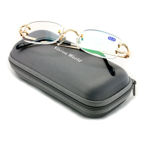 V.W.E Rectangular Rimless Fashion Reading Glasses With Anti-reflective AR Coating Metal Frame +1.25