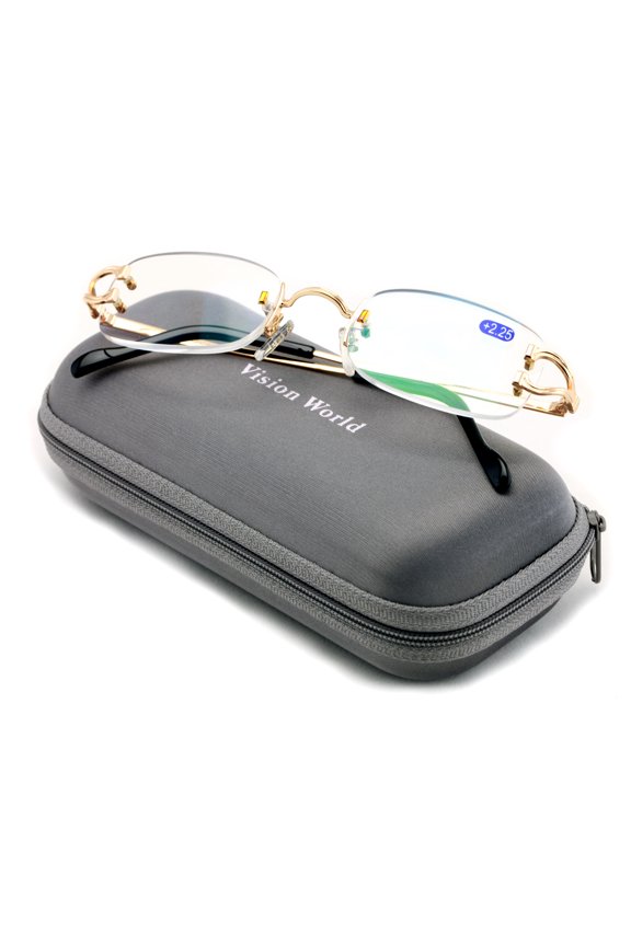V.W.E Rectangular Rimless Fashion Reading Glasses With Anti-reflective AR Coating Metal Frame +2.50