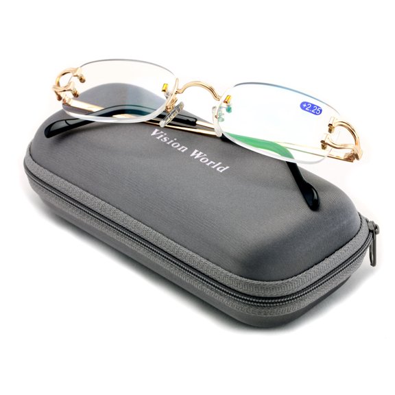 V.W.E Rectangular Rimless Fashion Reading Glasses With Anti-reflective AR Coating Metal Frame +2.75