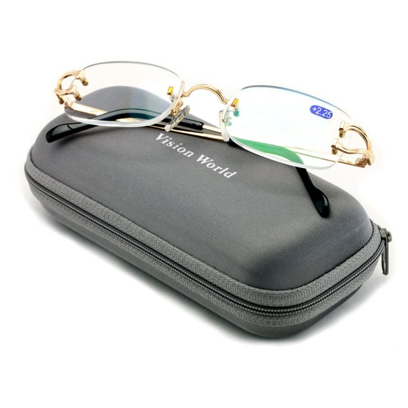 V.W.E Rectangular Rimless Fashion Reading Glasses With Anti-reflective AR Coating Metal Frame +3.00