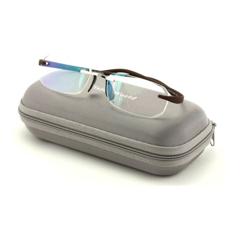 V.W.E Rectangular Rimless Memory Flex Temple Reading Glasses With Anti-reflective AR Coating