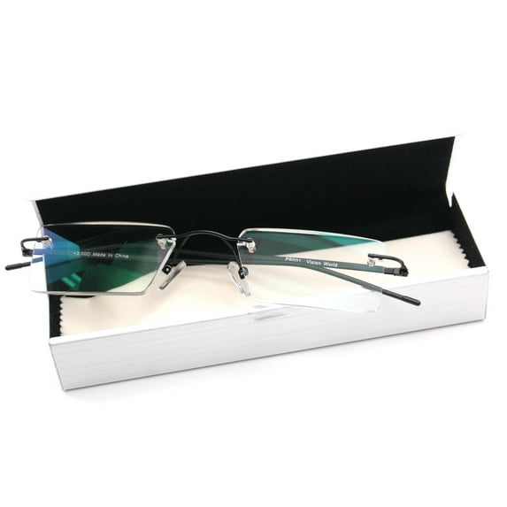 V.W.E. Thin Rectangle Rimless Readers with Anti-Reflective AR Coating