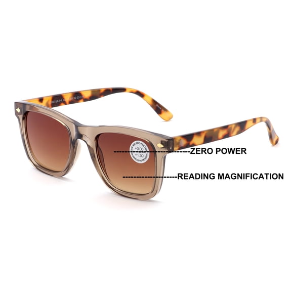 V.W.E. Tinted Progressive Reading Sunglasses For Men or Women - Zero Power On Top - No Line UV400 Reader +1.75