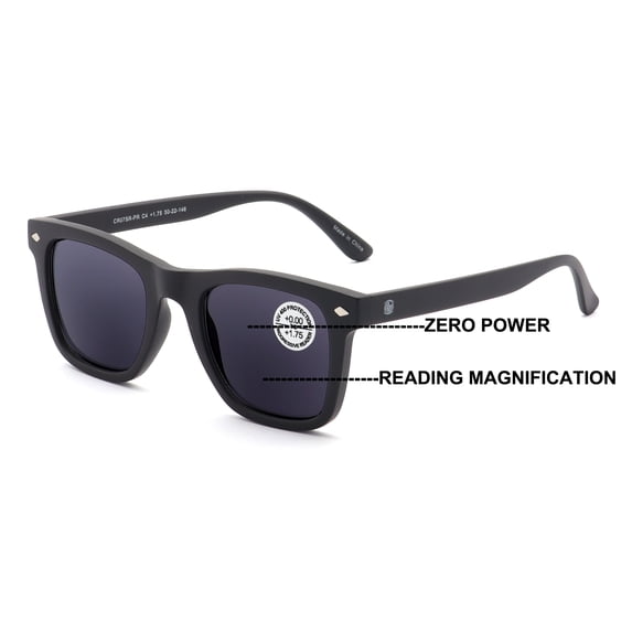 V.W.E. Tinted Progressive Reading Sunglasses For Men or Women - Zero Power On Top - No Line UV400 Reader +4.00