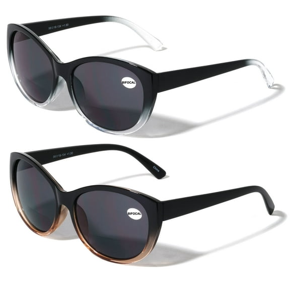 V.W.E. UV Protection Bifocal Women's Cateye Vintage Reading Sunglasses, Black/Coffee, 2-Piece