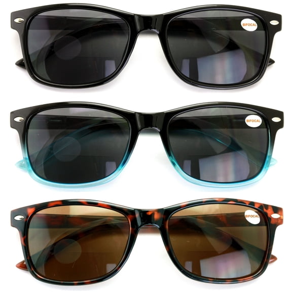 V.W.E. Unisex Bifocal Reading Sunglass Black Blue Tortoise 1.75