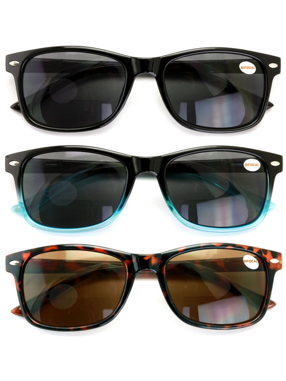 Unisex Bifocal Reading Sunglass Black Blue Tortoise 1.75