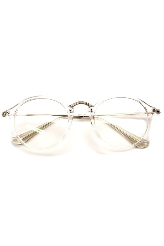 V.W.E. Vintage Inspired Metal Bridge and Temple Clear Lens Oval Round Eye Glasses