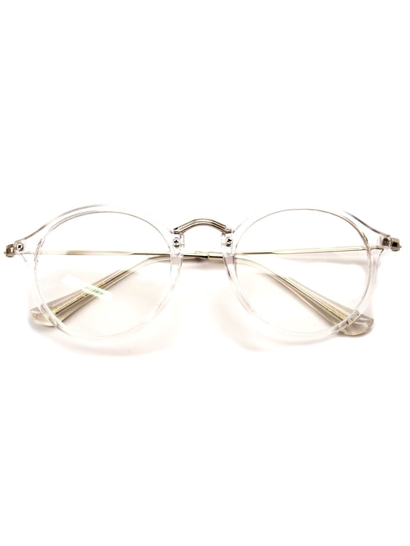 V.W.E. Vintage Inspired Metal Bridge and Temple Clear Lens Oval Round Eye Glasses