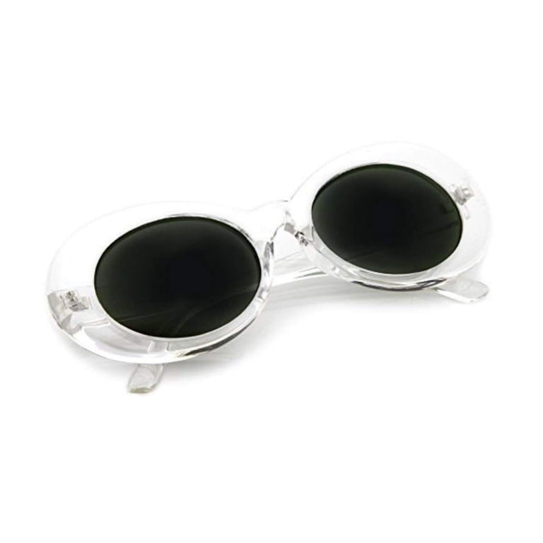 New Retro vintage white oval clout goggles with thick frame Clout Goggles White Vintage Cool Glasses Kurt Cobain Oval  main image 3