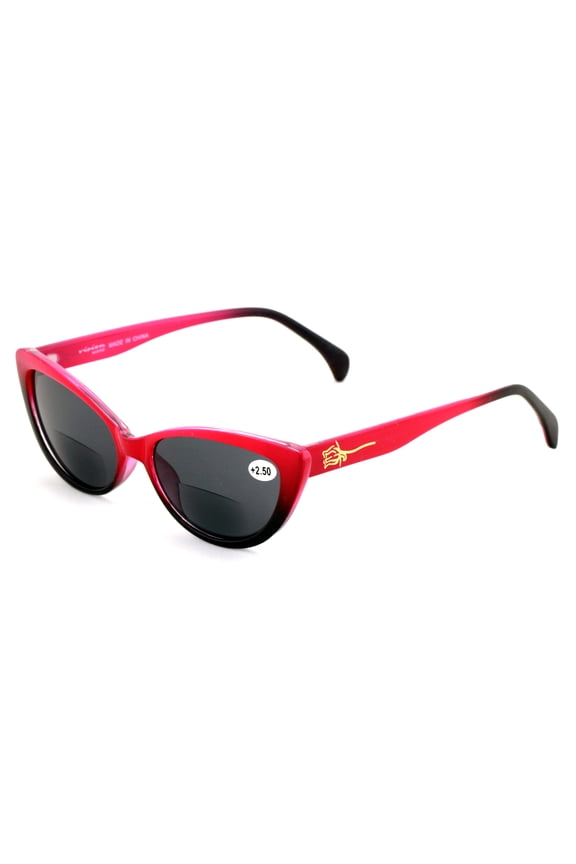 Women Bifocal Reading Sunglasses Reader Glasses Vintage Outdoor Cateye Pointed Tip Bi-Focals