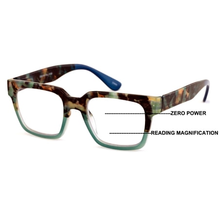 V.W.E. Women Bold Square Progressive Reading Glasses - Clear on Top Reader - AR coating Z123 +2.00