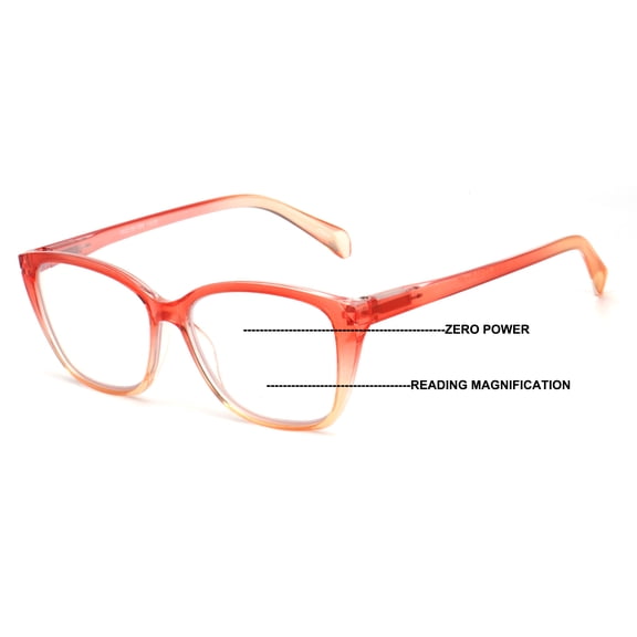 V.W.E. Women Translucent Progressive Reading Glasses - Zero Power On Top - Clear Reader with AR +1.25