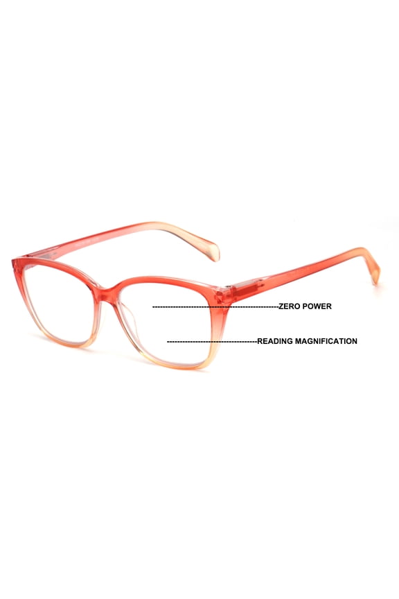 Women Translucent Progressive Reading Glasses - Zero Power On Top - Clear Reader with AR +1.25