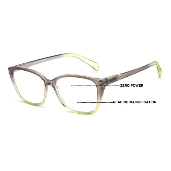 V.W.E. Women Translucent Progressive Reading Glasses - Zero Power On Top - Clear Reader with AR +2.00