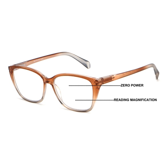 V.W.E. Women Translucent Progressive Reading Glasses - Zero Power On Top - Clear Reader with AR +2.75