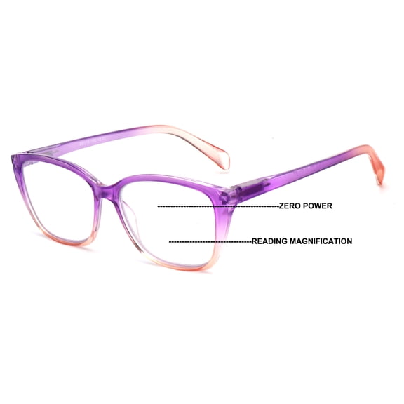 V.W.E. Women Translucent Progressive Reading Glasses - Zero Power On Top - Clear Reader with AR +3.00