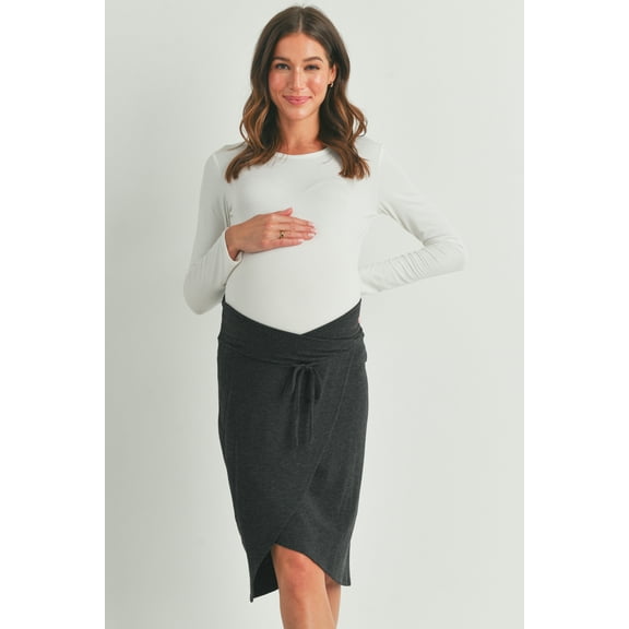 V-Waistband Tulip Hem Maternity Knit Skirt