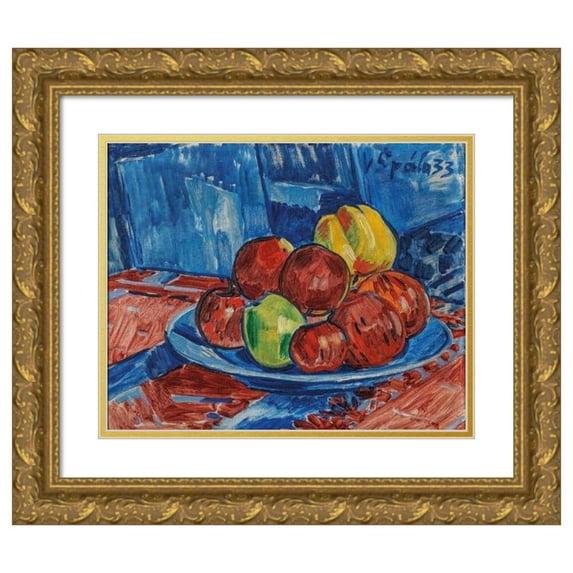 Václav Špála 17x15 Gold Ornate Wood Frame and Double Matted Museum Art Print Titled - Still Life with Fruits (1933)