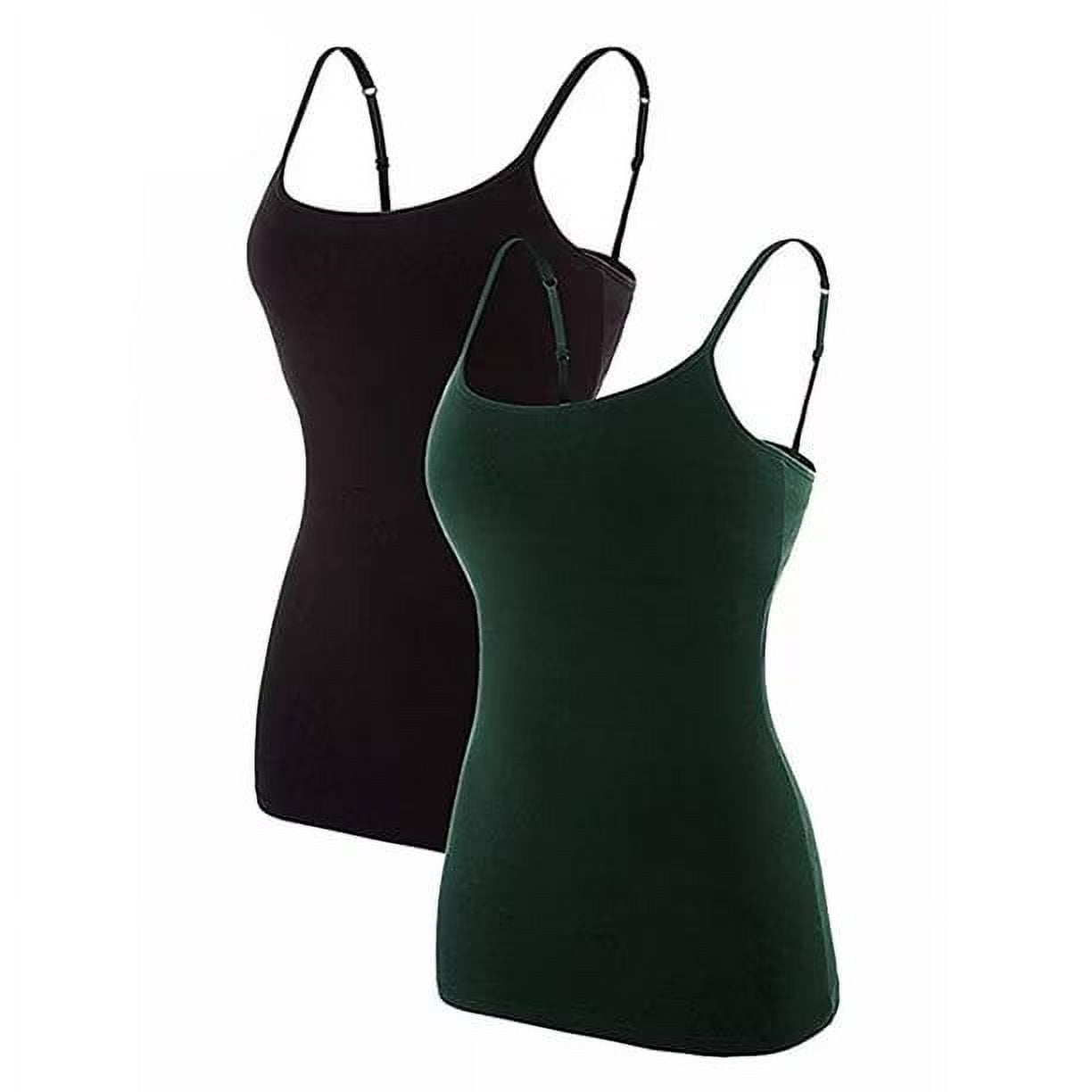 V for City Women's Stretch Cotton Cami Sleeveless Tank Top With Shelf Bra  Pack of 2