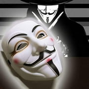 V for Vendetta Anonymous Hacker Mask - White Face Mask for Costume Cosplay Parties - One Size Fit All Hacker Theme Mask