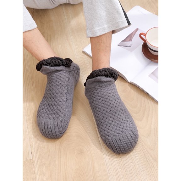 V for city basics Stocking with Fleece Thick Floor Socks Men Floor Socks Indoor Soft Soled Socks Home Winter Socks