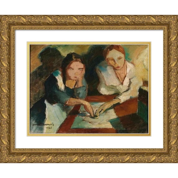 Väinö Kunnas 18x15 Gold Ornate Wood Frame and Double Matted Museum Art Print Titled - A Spiritualistic Seance (1921)