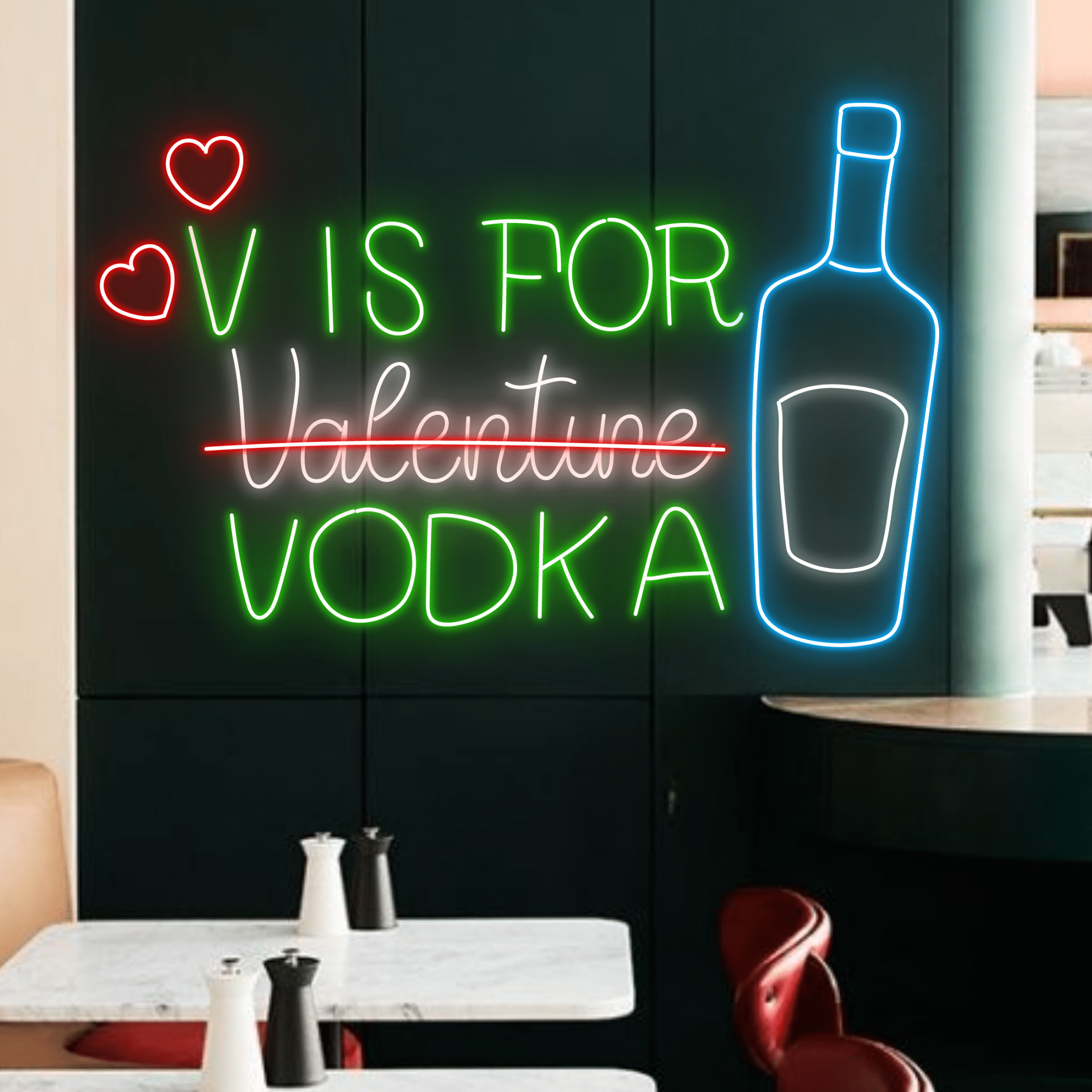 V Is For Vodka Neon Sign Cocktails Bar Wall Lights Decor 4158