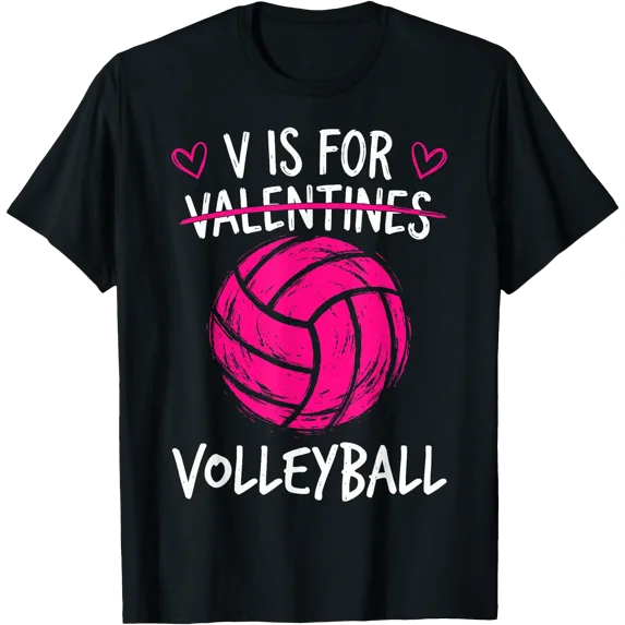 V is for Volleyball Valentine Funny Couple Valentines Day T-Shirt, Unisex T-Shirt