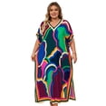 thumbnail image 1 of V nech Maxi Beach Dresses for Swimwear Women Plus Size Kaftan Loungewear Long Caftan Robe Summer Casual muumuu Dress Lightweight House Wear Soft Night Gown Vacation Tunic, 1 of 10