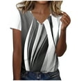 thumbnail image 1 of V-neck Casual Printed Summer T-shirt for Women 2025 Short Sleeve Baggy Pullover Tops Comfy Flowy Resort Outfits, 1 of 5