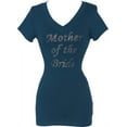 thumbnail image 1 of V-neck Tee Cotton T-shirt Top Studded Crystal Mother of the Bride Shower Gift, 1 of 1