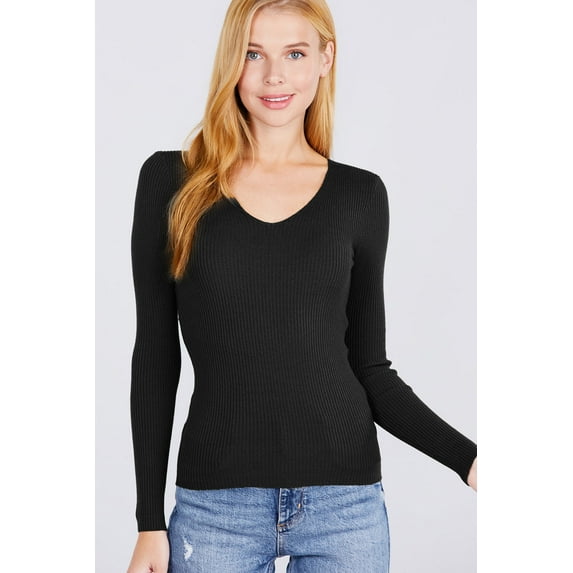 V-neck Viscose Rib Sweater