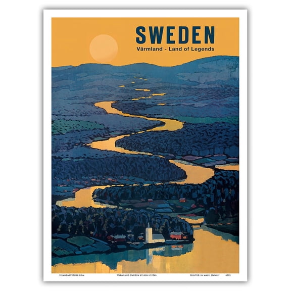 Värmland Sweden - Land of Legends - Vintage Travel Poster by Aon c.1946 - Master Art Print (Unframed) 9in x 12in