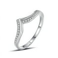 thumbnail image 1 of Women V Shaped Ring Asymmetrical Design Diamond Index Finger Ring Stackable Silver Adjustable Timeless Jewelry, 1 of 4