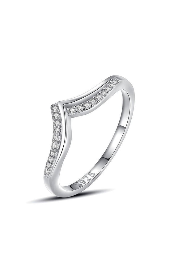 V-shaped Ring Female Simple Asymmetrical Diamond Index Finger Ring Stacked Wear