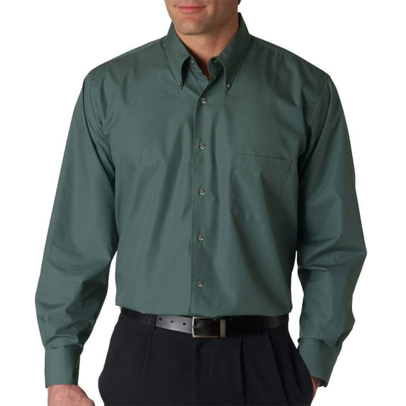 V0113 Men's Long-Sleeve Silky Poplin -Bayleaf-Small
