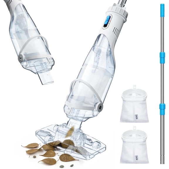 InoKraft Cordless Pool Vacuum Rechargeable Pool Cleaner 18.5 GPM Suction 59 in Extendable Pole 500 Mesh Filter Blue for Above Ground Inground Pool