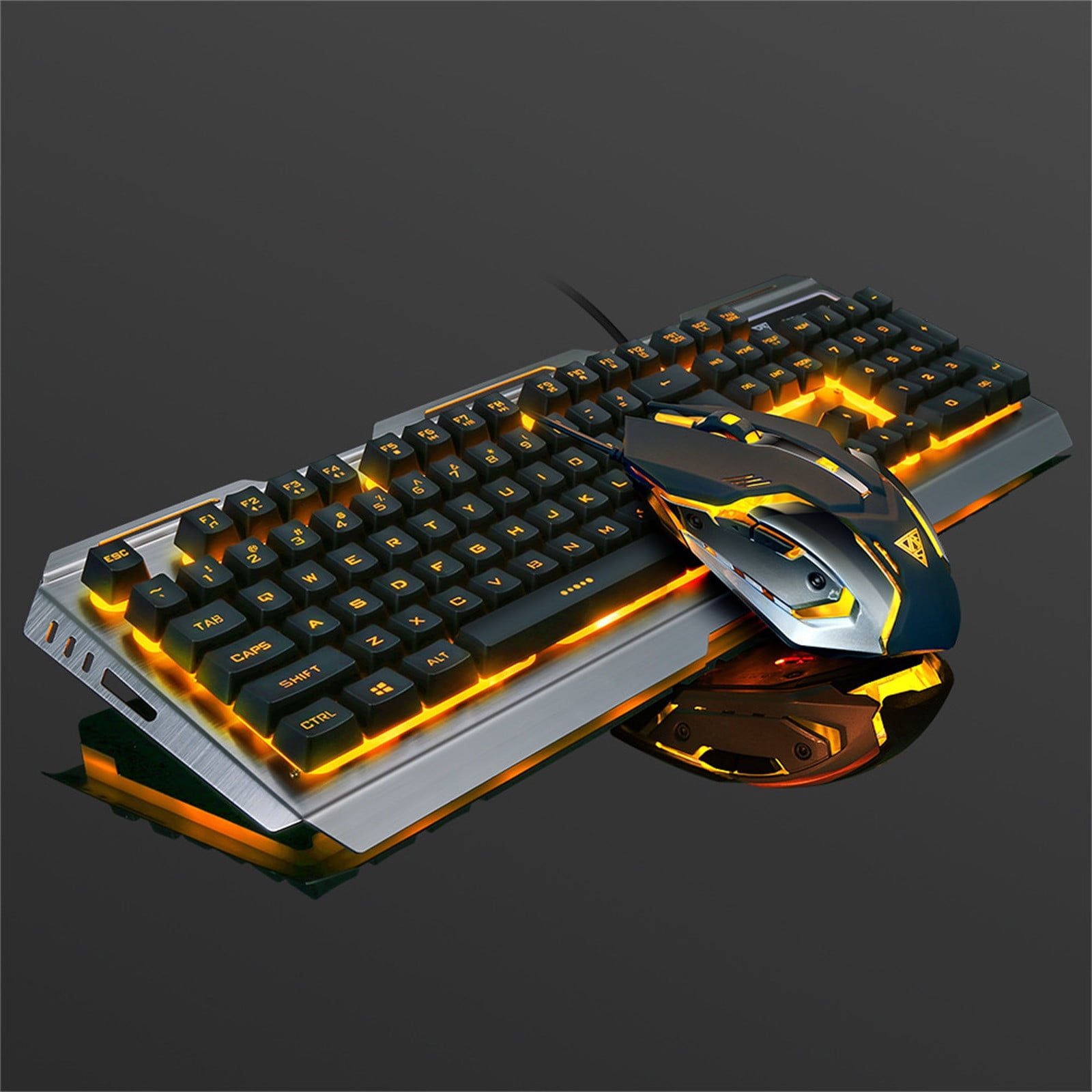 V1 Mechanical Gaming Keyboard & Mouse Combo - RGB Backlit 104 Key Keyboard with Blue Switches & 4000DPI Mouse - Metal Construction for PC//Xbox