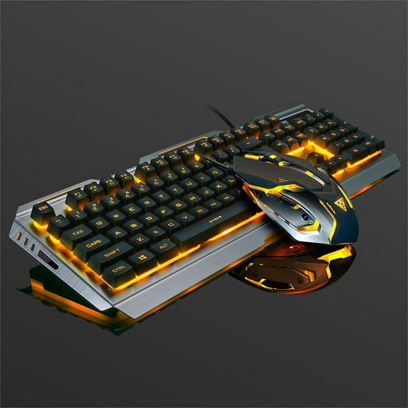 V1 Mechanical Gaming Keyboard & Mouse Combo - RGB Backlit 104 Key Keyboard with Blue Switches & 4000DPI Mouse - Metal Construction for PC//Xbox