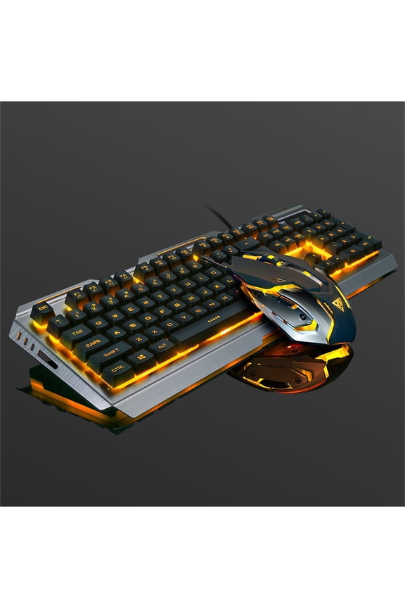 V1 Mechanical Gaming Keyboard & Mouse Combo - RGB Backlit 104 Key Keyboard with Blue Switches & 4000DPI Mouse - Metal Construction for PC//Xbox