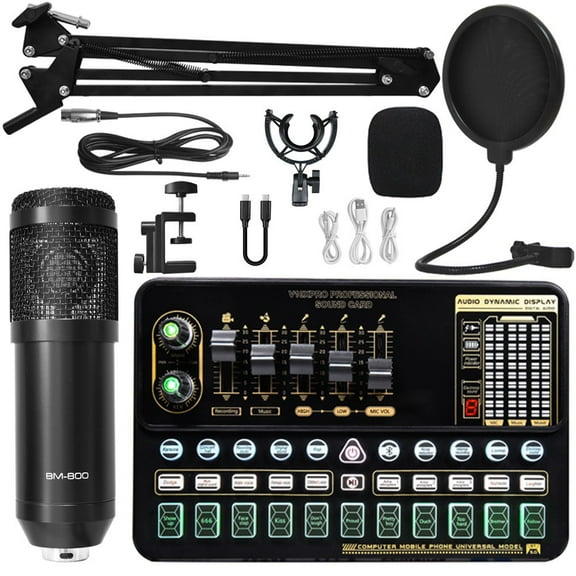 V10 Live Sound Card Set Condenser M800 Microphone Mobile Karaoke Computer Live Tik Tok Equipment Set