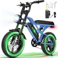 thumbnail image 1 of ESKUTE V100 Electric Bike for Teens Adults, 750W Peak 1500W 28 Mph 48V 13 Ah,16"x4.0" Fat Tire E Bicycle, 7-Speed E-Bike with Dual Suspension Blue, UL2849, 1 of 10