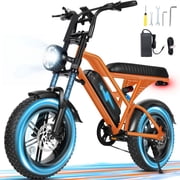 ESKUTE V100 Electric Bike for Teens Adults, 750W, 20 MPH, 48V 13 Ah,16"x4.0" Fat Tire E Bicycle, 7-Speed E-Bike with Dual Suspension Orange, UL2849 Class 2