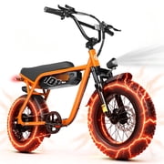 Eskute V101 Electric Bike for Adults & Teens   19 MPH, 750W, 48V 13Ah Battery, 16"x4.0" Fat Tires, 7-Speed, Front Suspension, Orange, UL2849