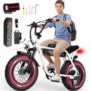 ESKUTE V101 Electric Bike for Adults & Teens 750W Peak 1500W, 28MPH, 48V 13Ah Battery, 16x4.0 Fat Tire E-Bike, 7-Speed, Front Suspension, All-Terrain Ebike White, UL2849