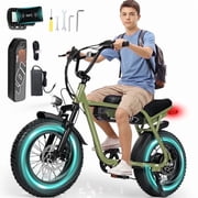 ESKUTE V101 Electric Bike for Adults & Teens 750W Peak 1500W, 28MPH, 48V 13Ah Battery, 16x4.0 Fat Tire E-Bike, 7-Speed, Front Suspension, All-Terrain Ebike Green, UL2849