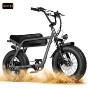 ESKUTE Electric Fat Tire E-Bike for Adults & Teens   750W Motor 1500W Peak, 28MPH, 48V 13Ah Battery, 16x4 All-Terrain, 7-Speed, Front Suspension, Gray